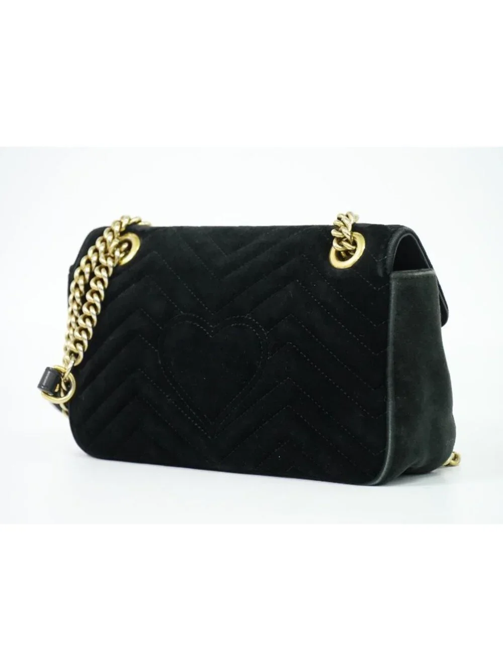 Gucci GG Marmont Chain Shoulder Bag Pochette Velvet Black